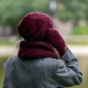 Mały komin MERINO "Bordo" z jedwabiem i alpaką