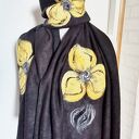 Komplet wełniany boho: czapka i komin z wełny merynosów w kwiaty