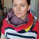 Duży komin patchworkowy etno boho na podszewce - ciepły i kolorowy