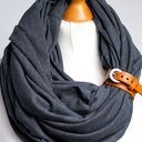 Grafitowy komin bawełniany z zapinką - tuba damska handmade