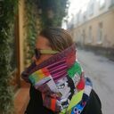 Komin patchworkowy damski z podszewką - folk boho, ręcznie szyty