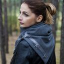 SZAL Szary Z NATURALNĄ srebrzystą skórą - KOMIN, szalik, tuba, ciepły szalik