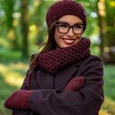 Mały komin MERINO "Bordo" z jedwabiem i alpaką