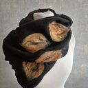 Super prezent na dzień mamy czarny filcowany wełniany miły i ciepły komin handmade