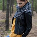 SZAL Szary Z NATURALNĄ srebrzystą skórą - KOMIN, szalik, tuba, ciepły szalik