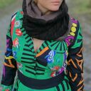 Brązowy komin we wzory unisex Box B1 - 36x50, dzianina swetrowa na podszewce