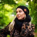 Mały komin MERINO „Czarny” - elegancki damski buff