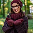 Mały komin MERINO "Bordo" z jedwabiem i alpaką