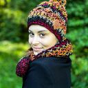 Mały komin MERINO 50% „Ciemna jesień” - na drutach, handmade 