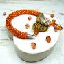 Komplet biżuterii motyle - pomarańczowy - na prezent bransoletka