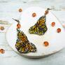 bransoletka motyle komplet - pomarańczowy biżuteria koraliki