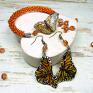 Kameleon komplet motyle - pomarańczowy biżuteria koraliki