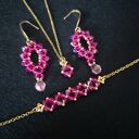Komplet biżuterii Fuchsia & Rose - naszyjnik, bransoletka i kolczyki