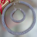 Naszyjnik Sznur Koralikowy z Kryształków z Bransoletką