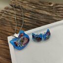 Komplet biżuterii Koci Amulet - żywica z suszonymi kwiatami