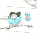 Komplet róże sztyfty i zawieszka miętowo-turkusowe handmade masa polimerowa stal nierdzewna, kwiaty