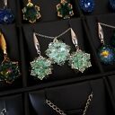 Zielony komplet biżuterii Chrysolite Maxima - naszyjnik i kolczyki