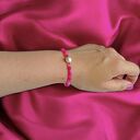 Delikatny komplet bransoletka i kolczyki Fuchsia & Pearl z różowego agatu i pereł słodkowodnych