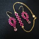Komplet Biżuterii „Fuchsia & Rose” - Bransoletka i Kolczyki z Kryształków