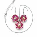 Różowy Komplet Biżuterii "Crystal Fuchsia Maxima"