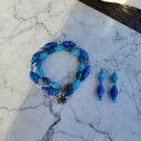 Komplet biżuterii z żywicy Oceaniczna Harmonia - bransoletka i kolczyki