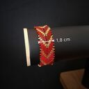 Red Chevron - jesienny zestaw biżuterii: bransoletka i kolczyki sztyfty