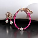 RAZEM TANIEJ! Bransoletka & kolczyki: fuchsia & pearl collection