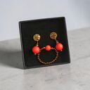 RAZEM TANIEJ! Swarovski pearls: neon orange: kolczyki & pierścionek