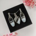Komplet biżuterii Opal Niebieski - kolczyki i naszyjnik ze stali chirurgicznej handmade wire wrapping