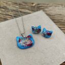 Komplet biżuterii Koci Amulet - żywica z suszonymi kwiatami