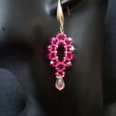 Komplet biżuterii Fuchsia & Rose - bransoletka i kolczyki z kryształków oraz koralików