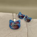 Komplet biżuterii Koci Amulet - żywica z suszonymi kwiatami