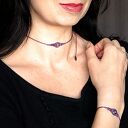 UNO kryształ górski w makramie naszyjnik - choker i bransoleta mikro