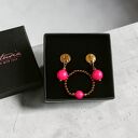 RAZEM TANIEJ! Swarovski pearls: neon pink: kolczyki & pierścionek
