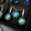 Komplet biżuterii Zircon Maxima - kolczyki i naszyjnik z kamieniem Preciosa Rivoli Maxima