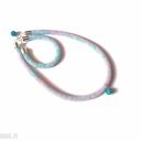 Naszyjnik Choker i Bransoletka z siatki z Shamballą błękit i pastelowy