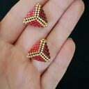 Zestaw Biżuterii "Red Chevron" - Jesienny Styl, Klasa i Geometryczny Rytm