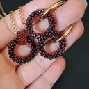 Zestaw „Crimson Vivid Loops” - Kolczyki Naszyjnik z Koralików