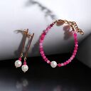 RAZEM TANIEJ! Bransoletka & kolczyki: fuchsia & pearl collection