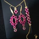 Komplet Biżuterii „Fuchsia & Rose” Naszyjnik, Bransoletka