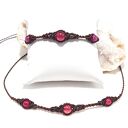 Trio Agat w mikromakrama - komplet naszyjnik choker i bransoletka (regulowany)
