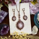 miedziane kolczyki komplety różowe wiktoriański zestaw