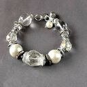 Komplet ślubny z kryształu górskiego i pereł - elegancki unikat handmade
