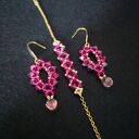 Komplet biżuterii Fuchsia & Rose - bransoletka i kolczyki z kryształków oraz koralików