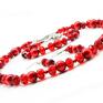 pmpb style na święta upominek czerwony komplet delikatny zestaw biżuterii z koralików korale drewniane