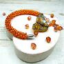 bransoletka motyle komplet biżuterii - pomarańczowy kolczyki koraliki