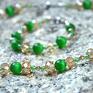 trendy z kocim okiem zielony komplet biżuterii z i koralikami z zielonym kamieniem naszyjnik z bransoletką