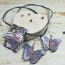 kolczyki motyle komplet biżuterii wisiorek motyl