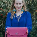 Różowa torebka, torebka fuksja, kopertówka z haftem, torebka na ramię wesele komunię ślub imprezę