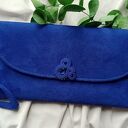 Niebieska kobaltowa chabrowa royal blue kopertówka torebka kryształowa wesele ślub haftowana